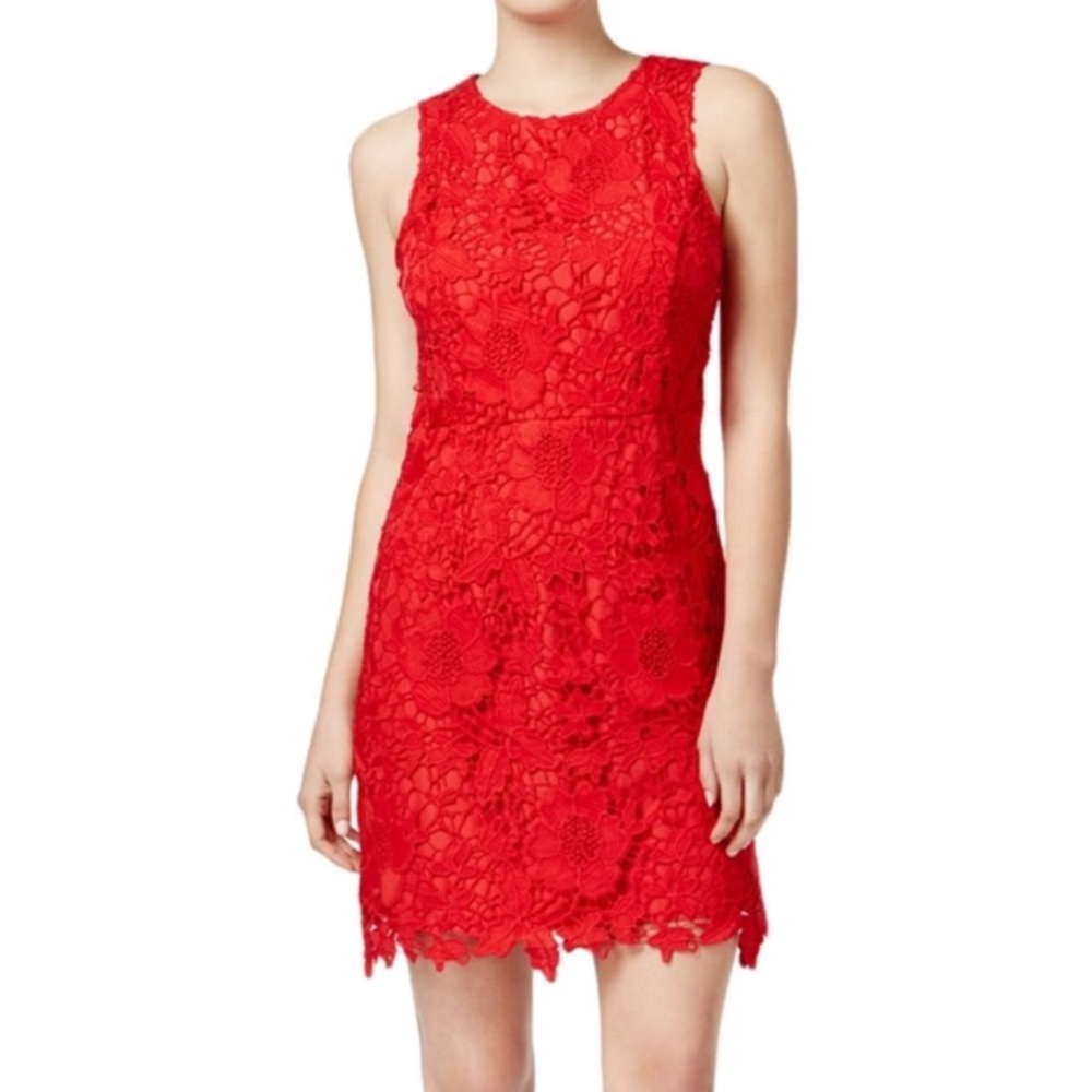 NEW Kensie Sleeveless Lace Dress - Red, Gold